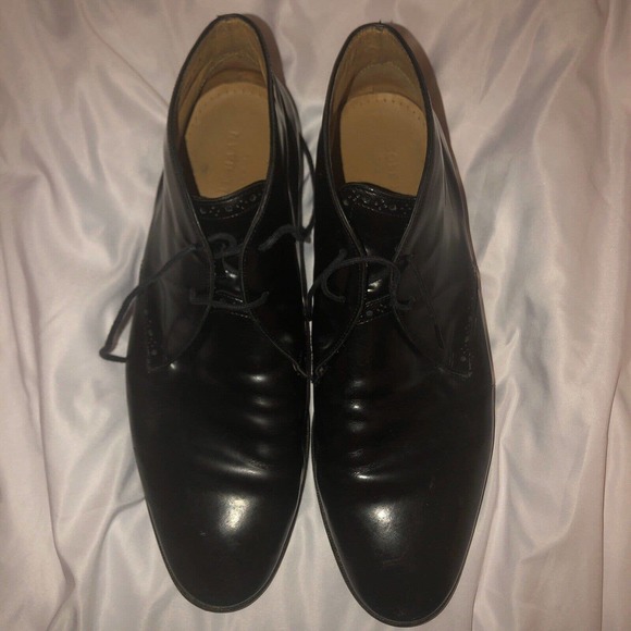 Cole Haan Grand Chukka Boots Black Leather Lace up Brogue Ankle Size 11.5 - Picture 2 of 12